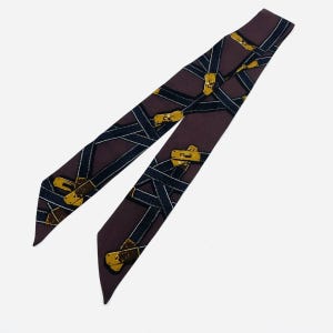 HERMES scarf Twilly Twilly Tre Kelly cloaca motif 100% silk, dark brown