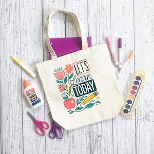 Inspire Learning Canvas Shopping Tote, Teacher Gift, Eco-Friendly Bag, Back to School, Grocery Tote, Kids Learning, Educational Design