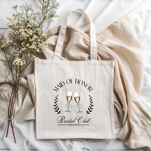 Maid of Honor Tote Bag, Bridal Party Gift, Eco-Friendly Shopping Bag, Wedding Essentials, Bridal Club Accessory