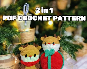 Christmas Reindeer Crochet Pattern PDF : No-Sew Amigurumi Christmas