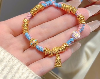 24K Pure Gold Armband, 999 Gold geflochtenes Seil Armband, Jubiläum Armband
