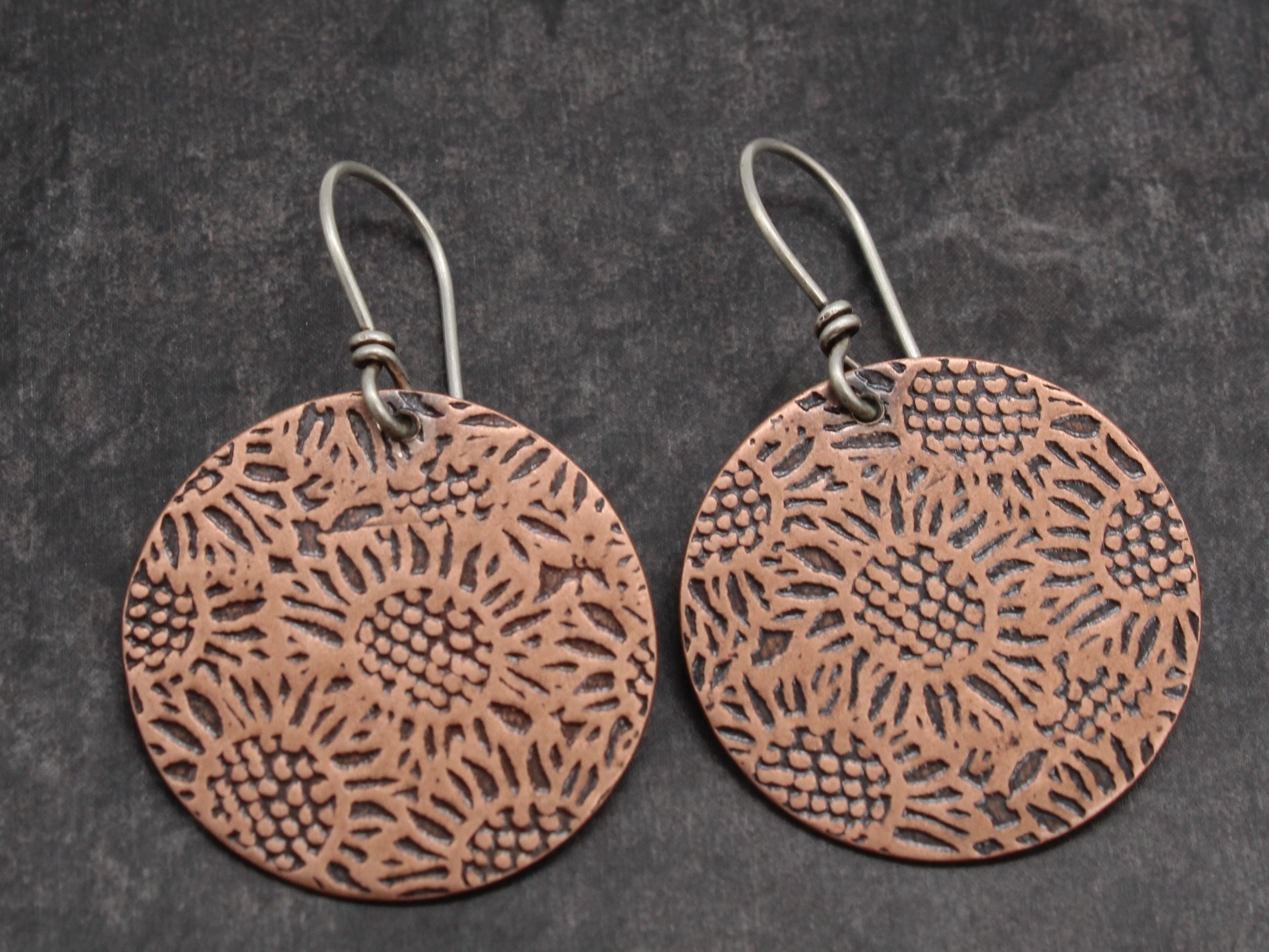 Oxidized Copper Sunflower Earrings Sunflower Jewelry - Etsy