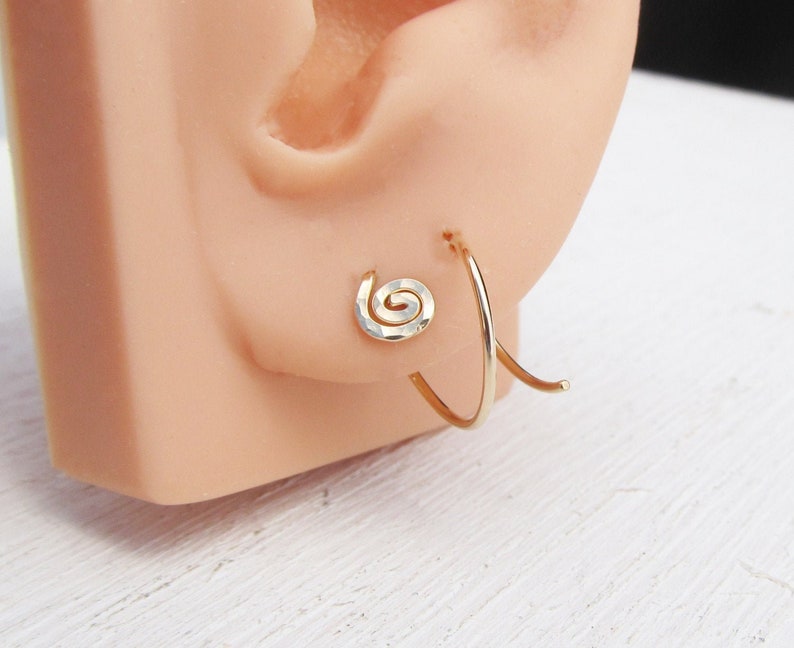 Gold Filled Double Piercing Earrings Set Threader Earrings Etsy