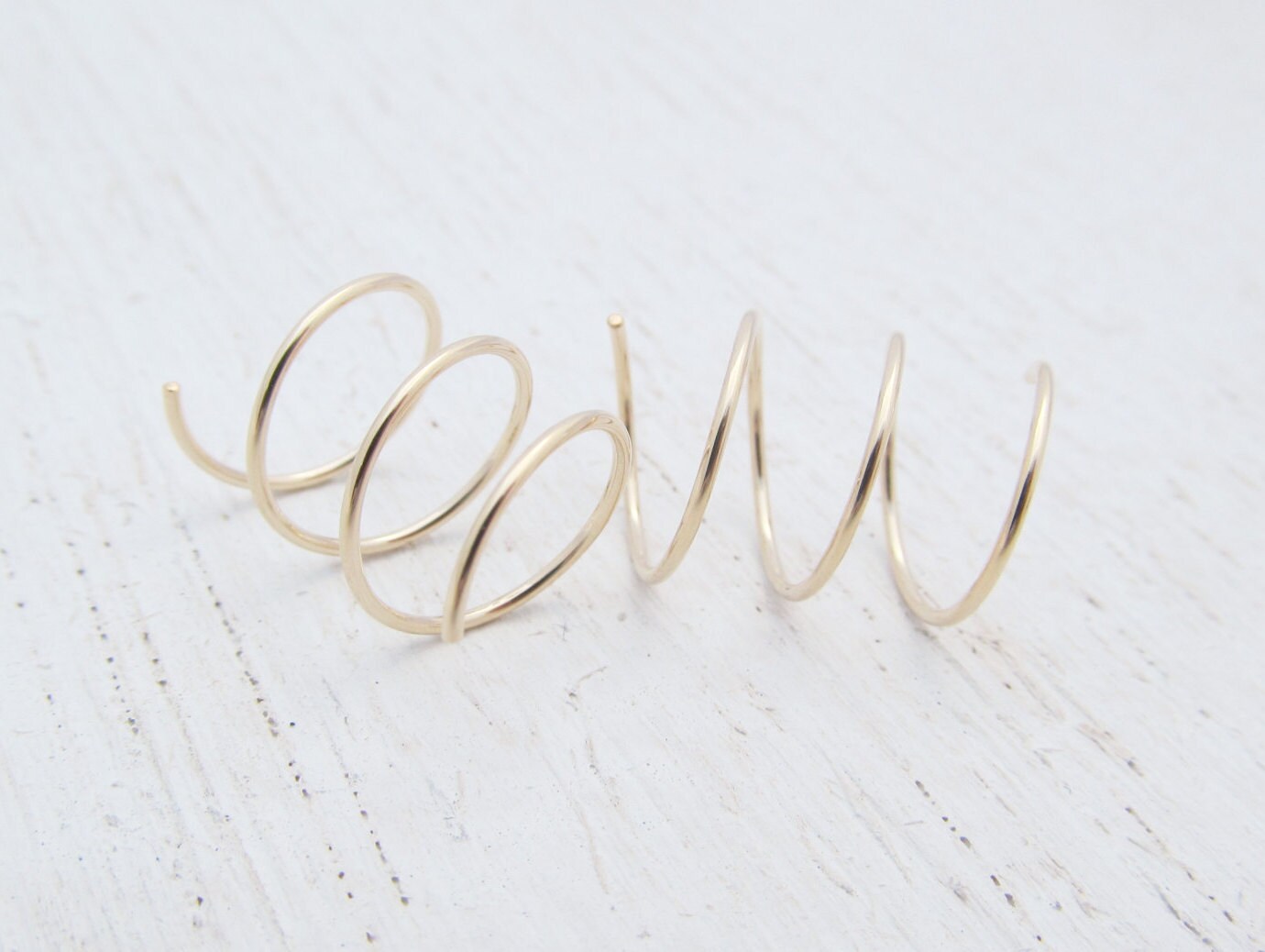 Threader Earrings for 3 Holes Triple Hoop Earrings Pair Etsy