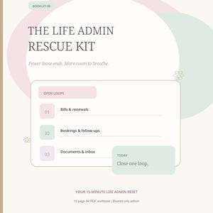 Das Life Admin Rescue Kit – Arbeitsbuch zur Lebensorganisation, druckbares A4-PDF, 12 Seiten