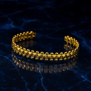 Gold Cuff Bracelet, Adjustable Textured Bangle, Statement Bracelet for Women, Bold Gold Jewelry, Gift for Her
