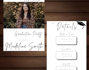 Editable Graduation Invitation Template | Class of 2025 Grad Party Invite | Modern Graduation Card | Photo Invitation | Instant Download