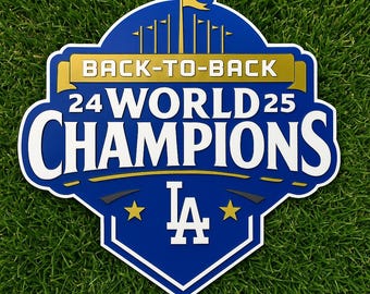 Dodgers Back-to-Back Champions 3D Printed Wall Plaque