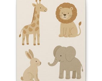 Canvastavla med djurmotiv, söt barndekoration, väggkonst för safari, babyshowerpresent, dekoration i lekrum