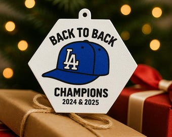 Back-to-Back Champions Ornament 2024 & 2025 – LA Baseball Christmas Ornament