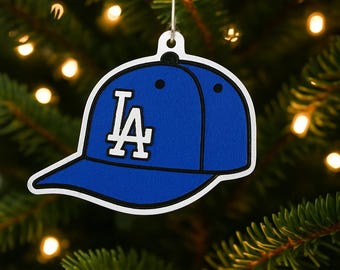 LA Baseball Hat Ornament – Dodgers Fan Gift – 3D Printed Tree Decor
