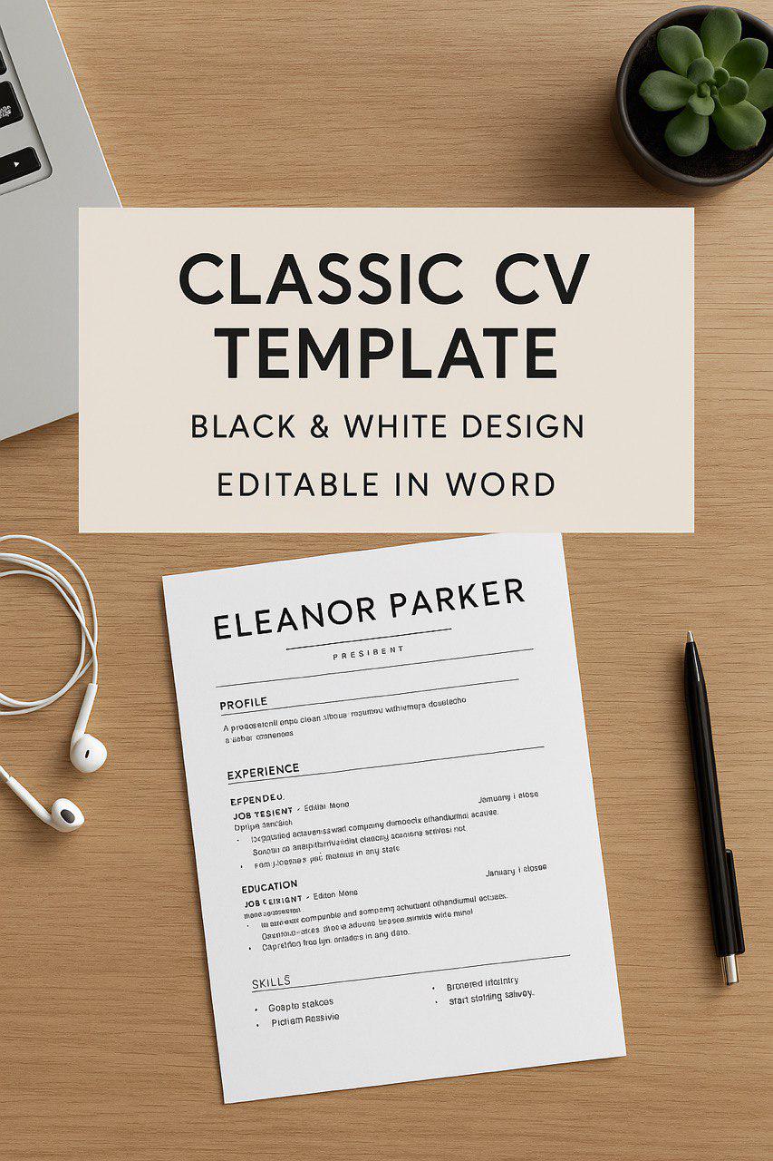 Resume Template – Classic Style | Editable CV | PDF Download - Etsy