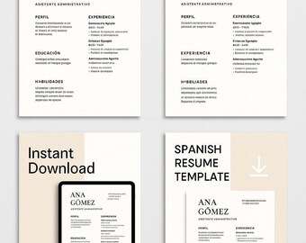 Spanisch Lebenslauf Vorlage | Professioneller Lebenslauf für Canva | Bearbeitbarer Lebenslauf PDF