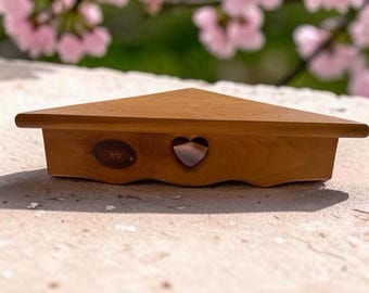Vintage Holz Wandregal Herz Ausschnitt Cottage Country Rustikal