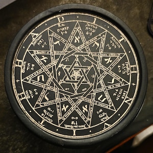 Frater Achad Pentacle | Engraved Acacia Altar Tile | Occult Ritual Talisman | Thelemic Sacred Symbol