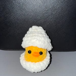 Poussin au crochet dans un oeuf