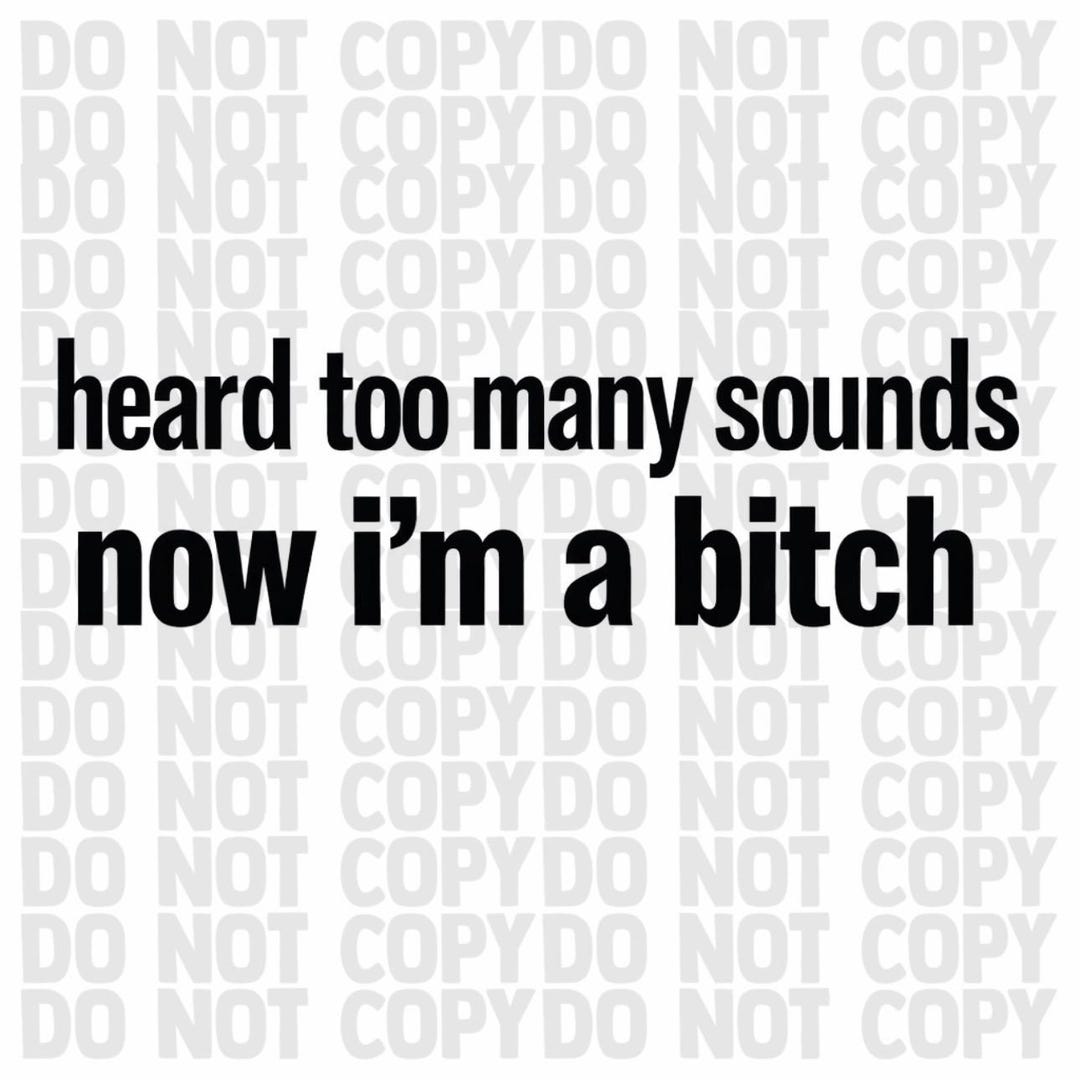 Heard Too Many Sounds Now I’m a Bitch PNG | Funny Sarcastic Quote Shirt ...