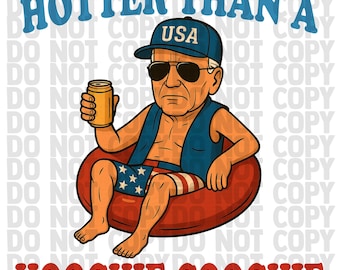 Gorętsza niż cipka Hoochie PNG | Zabawny projekt pływaka Bidena | Patriotyczny ponton rzeczny | Grafika na koszulkę letnią USA | Humor na 4 lipca | PNG