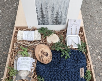 Nature Lover Spa Box Large   Gift For Her   Christmas Gift Set Idea   Thank You Basket   Friend Birthday Box   Woodland Forest - Self Care