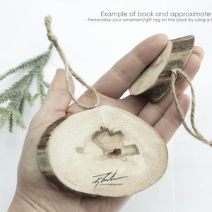 Mountain Ornament Gift Set Reclaimed Wood Slice Wood Gift Tags Wood Christmas Ornament Holiday Decor Woodland Trees Gift For Her image 8