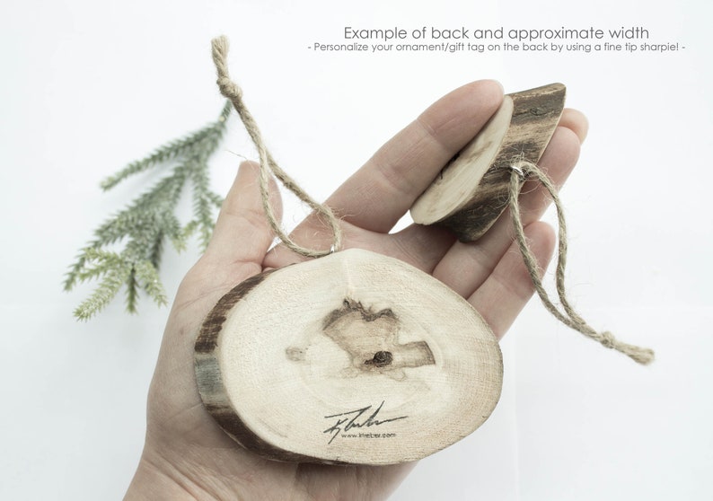 Mountain Ornament Gift Set Reclaimed Wood Slice Wood Gift Tags Wood Christmas Ornament Holiday Decor Woodland Trees Gift For Her image 8