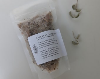 Essential Oil Bath Salts   Eucalyptus Calming Detox   Dried Herbs   Self Care Baths   Epson, Dead Sea, Himalayan Salt 5oz   Stocking Stuffer