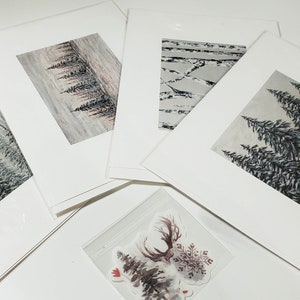 5x7" Art Card Set Wenskaarten Kerstkaartenset British Columbia Art Aquarel Forest Print Lege Kaart - 5x7" Natuurkaarten