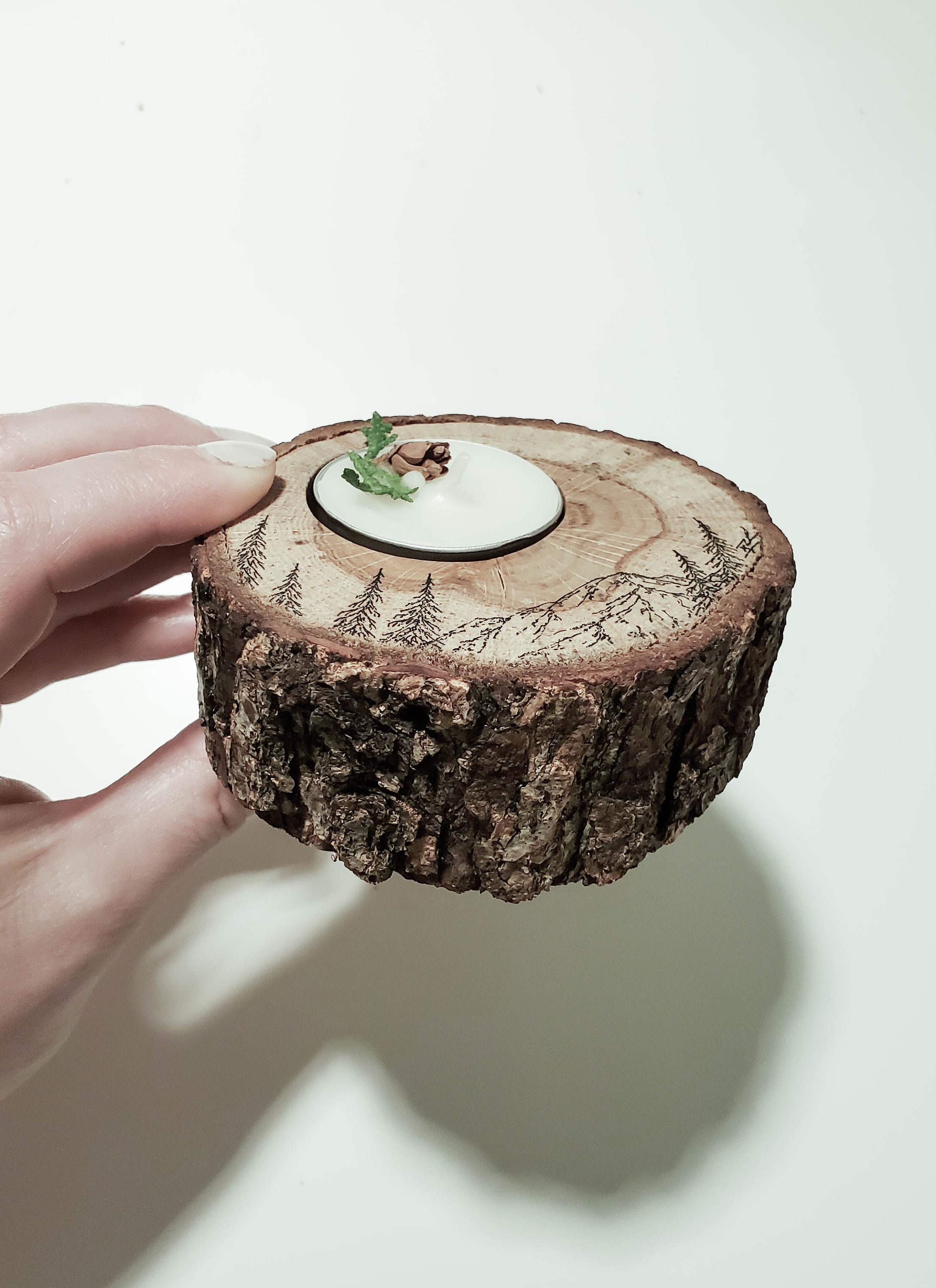 Wood Stump Decor   Tealight Candle Holder Set   Farmhouse Decor   Wedding Decoration   Nature Christmas Candle Holder   Rustic Candle Holder