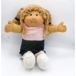 1985 HM2 P Factory Cabbage Patch Doll Sandy Hair Poodle Pigtails  Green Eyes Redressed