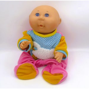 Mattel First Edition 1995 Cabbage Patch Baby Doll With Outfit - Blue Eyes Pink & Yellow Clothes