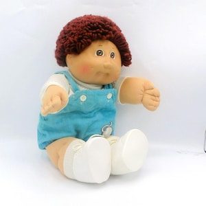 Cabbage Patch 1985 Doll Maroon Hair Brown Eyes Blue Elephant Overalls Outfit HM2 OK Tag