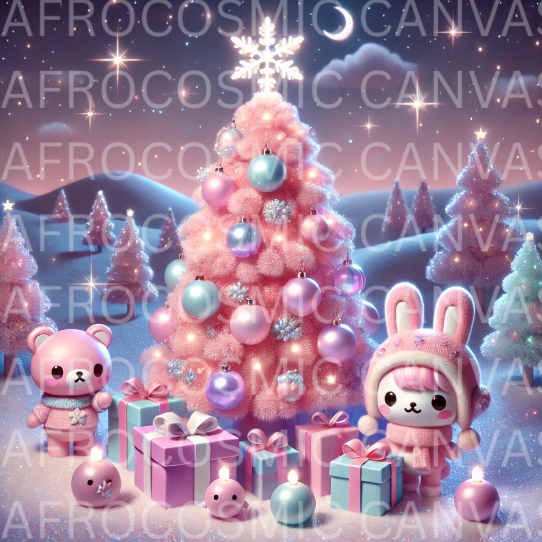 Pink Kawaii Christmas Clipart Bundle | Pastel Christmas Tree PNG Set ...