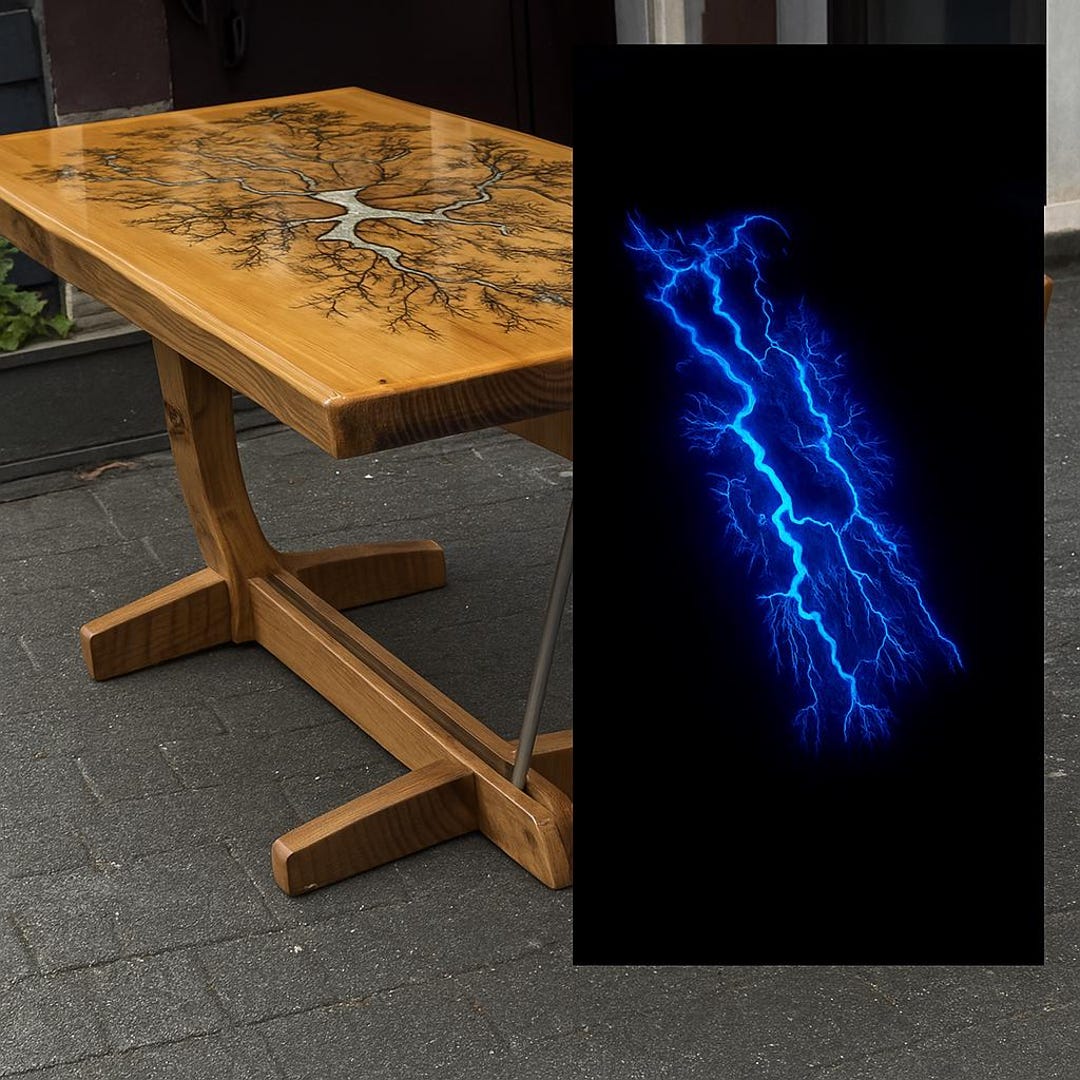 Coffee Table, Oak/walnut, With Lichtenberg Pattern, Glow in the Dark - Etsy