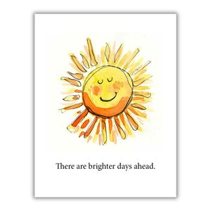 Carte de correspondance Brighter Days Ahead, positivité, optimisme, carte de correspondance vierge stimulante pour lui ou elle, soleil, journée ensoleillée, soleil