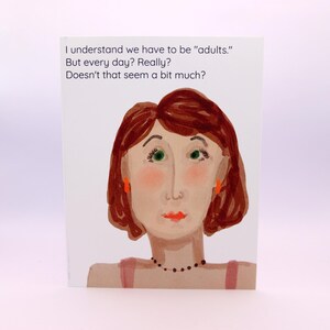 Adulting is a Bit Much Card (Snarky), Irritado, Chateado, Frustrado, Má Atitude, Snarky Card, Exagerado