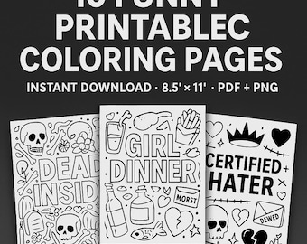 Funny Adult Coloring Pages (10 Pack) – Printable PDF Bundle