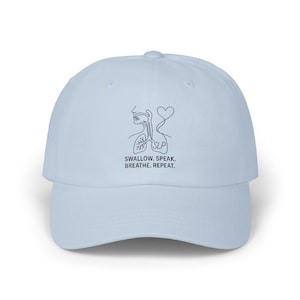 SLP Embroidered Hat ,Swallow Speak Breathe Repeat Cap ,Speech Therapist Gift, Speech Language Pathologist Hat, Pink SLP Baseball Cap