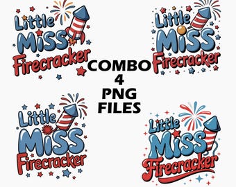 Little Miss/Mister Firecracker PNG Bundle: 4th of July Kids Sublimation (4 Files)(Digital Download