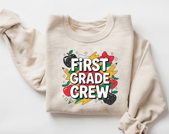 First Grade Crew PNG   First Day of School Shirt Design  1st Grade Teacher & Student Sublimation   Back to School PNG for Kids