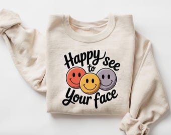Glücklich, Ihr Gesicht Smiley Gesicht Lehrer Shirt Sublimation Zurück zu Schule PNG Retro Lächeln Gesicht PNG Lehrer PNG Design zu sehen