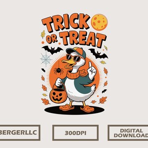 Halloween Goose Trick or Treat Halloween Silly Goose Clipart Boy Halloween Goose PNG  Kids Halloween Shirt Design Pumpkin Sublimation