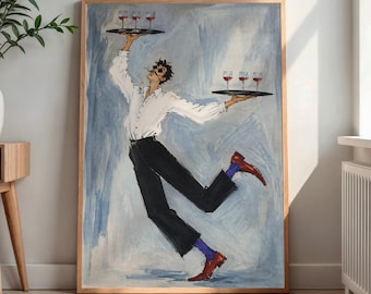 Kellner-Kunstdruck, Retro-Bar-Deko, Vintage-Weinposter, Lustige Küchenwanddeko