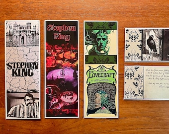 Handmade Bookmarks Gothic Author Series 2 Stephen King H.P. Lovecraft Edgar Allan Poe