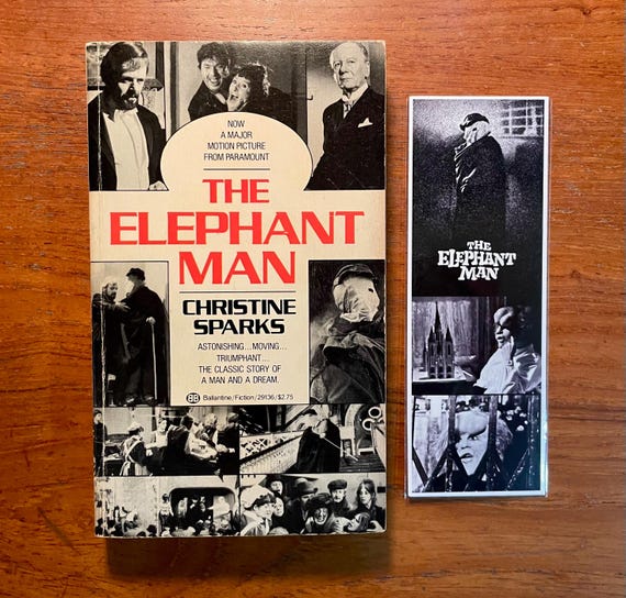 The Elephant Man by Christine Sparks 1980 Movie Tie-In Edition Paperback Gothic Fiction Book & Bookmark Set