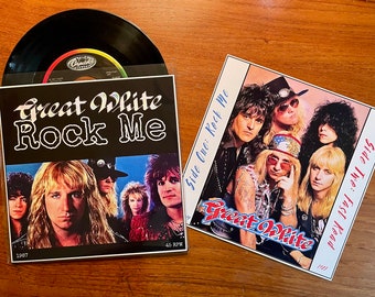 Great White - Rock Me 7" Vinyl Record - Custom Sleeve, 1987