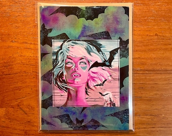 BAT LADY Handmade Greeting Card Kiss of the Vampire Horror Cards Any Occasion