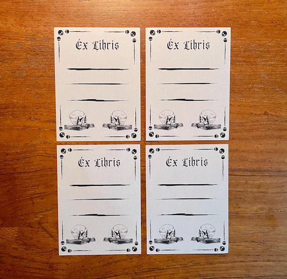 Ex Libris Bookplate Sticker GOTHIC SKULLS Sketchbook Label Junk Journaling Personal Library