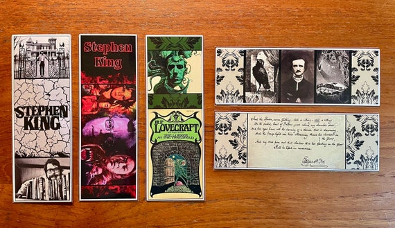 Handmade Bookmarks Gothic Author Series 2 Stephen King H.P. Lovecraft Edgar Allan Poe