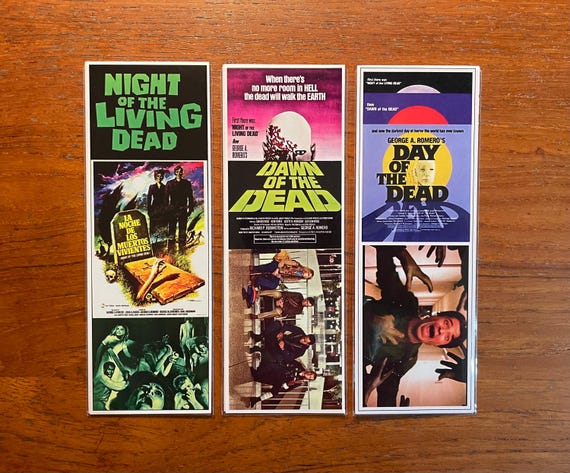 ZOMBIE TRILOGY Handmade Bookmarks George Romero Classic Horror Films Night of the Living Dead Dawn of the Dead Day of the Dead
