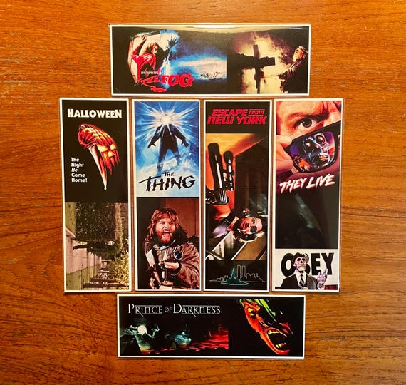 JOHN CARPENTER Handmade Bookmarks Horror Film Series Halloween The Thing Escape from New York